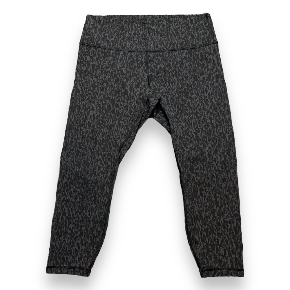 Lululemon Women's Size 16 Leggings Black Charcoal Camo Camouflage 23" Inseam